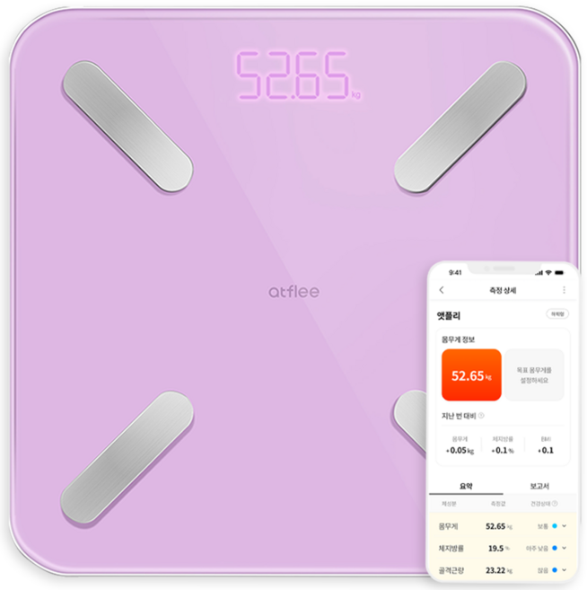 앳플리 T8 스마트 체성분 체중계, T8scale, 라일락, 1개