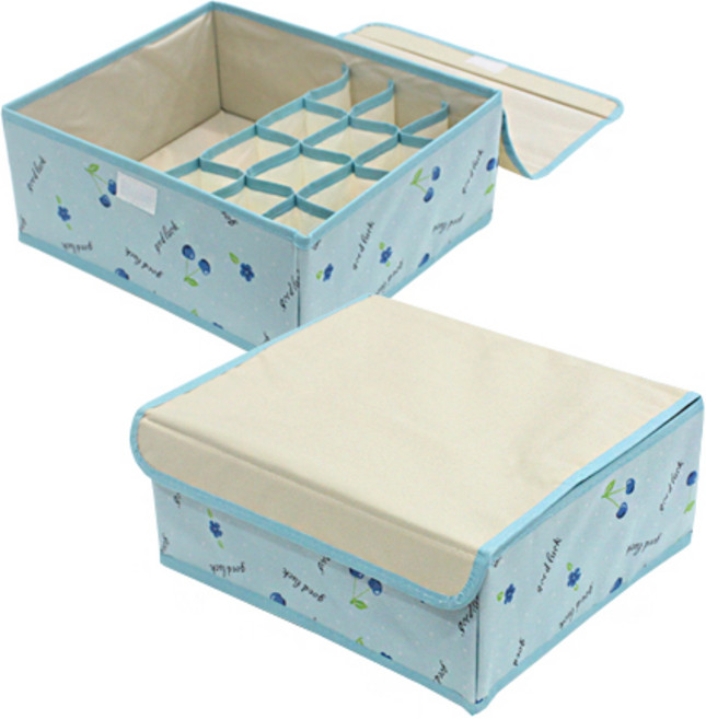 피키픽스 옷장정리 2in1 다용도 수납함, 2개, 블루체리