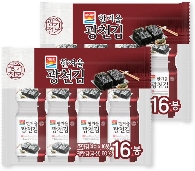해의락 한겨울 광천김, 4g, 32개