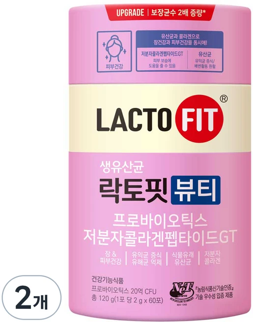 종근당건강 락토핏 생유산균 뷰티 60개입, 120g, 2개 - 쿠팡