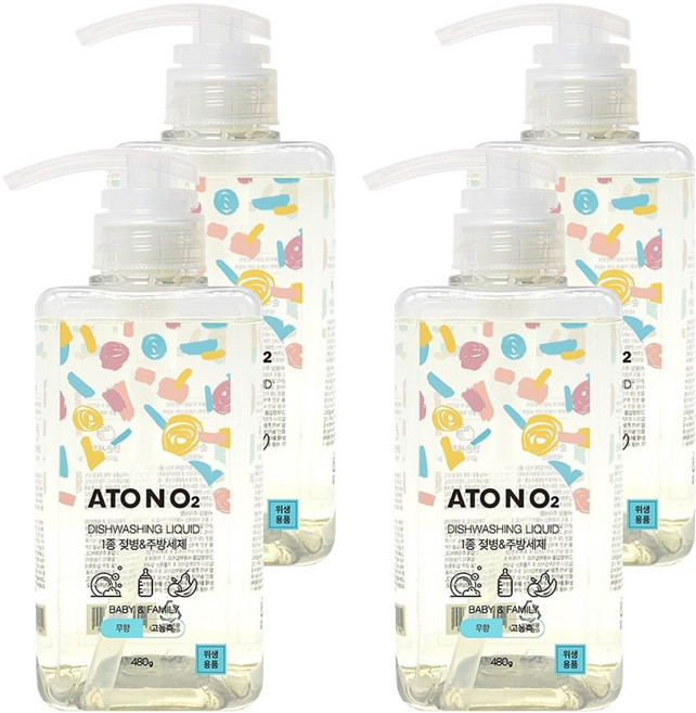 ATONO2 奶瓶&廚房洗潔精 無香, 480g, 4個
