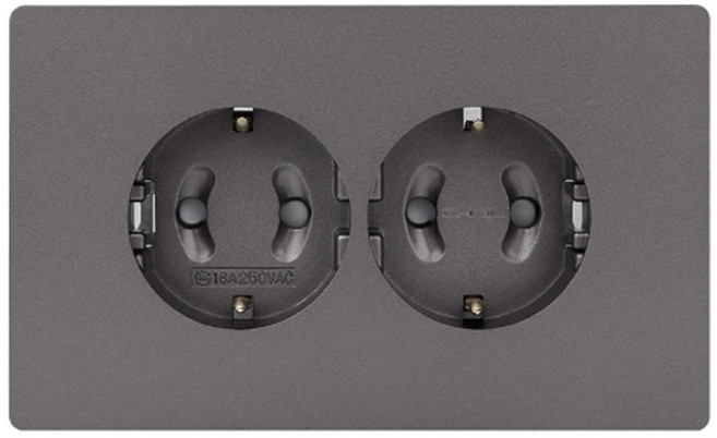 제일전기 디노 다크실버 콘센트 2구 (가로형), 1개
