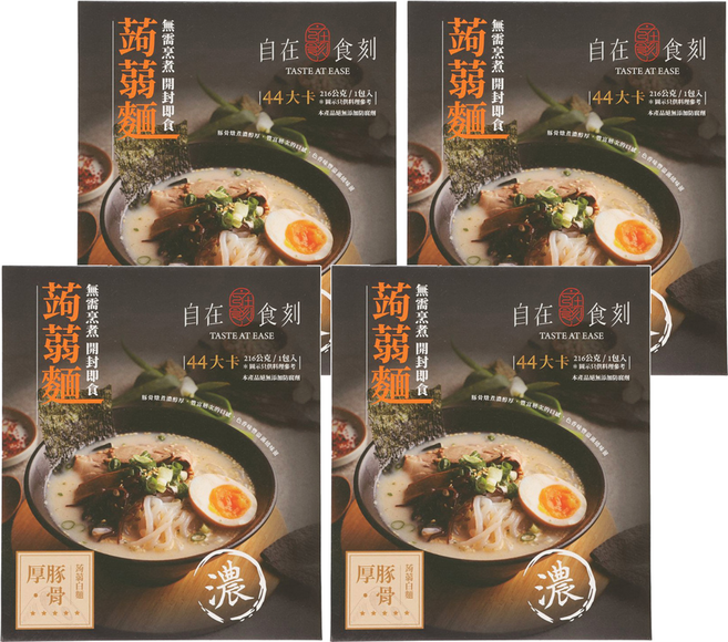 自在食刻 厚豚骨蒟蒻白麵, 216g, 4包