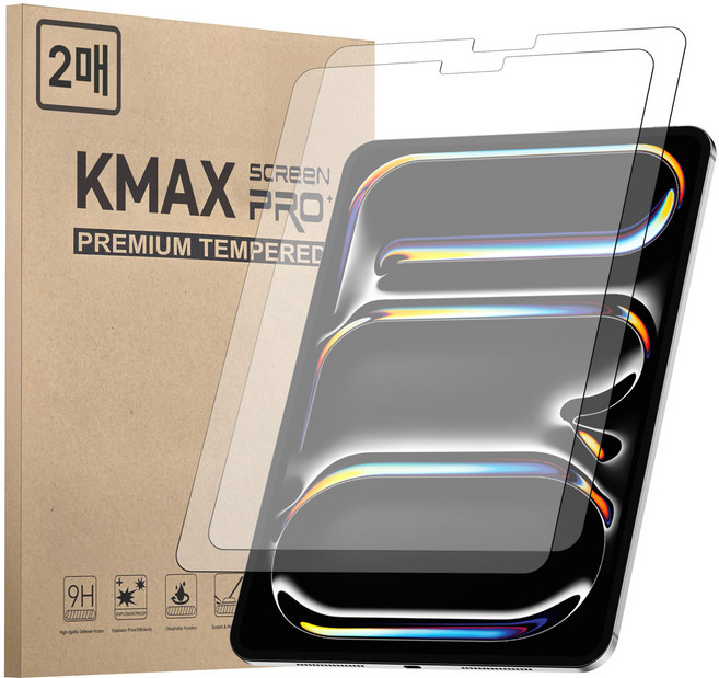 KMAX iPad 鋼化玻璃保護貼 2入組, 1套, 透明