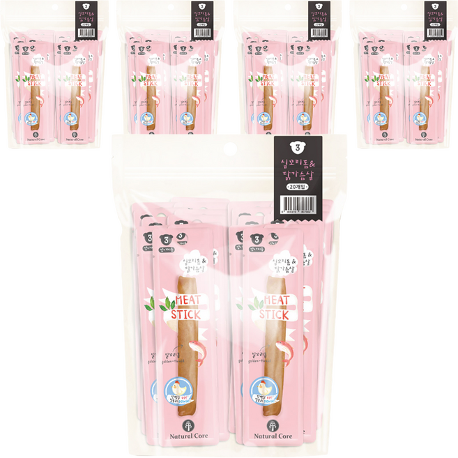 네츄럴코어 강아지 미트스틱, 혼합맛(실꼬리돔/닭가슴살), 7g, 100개