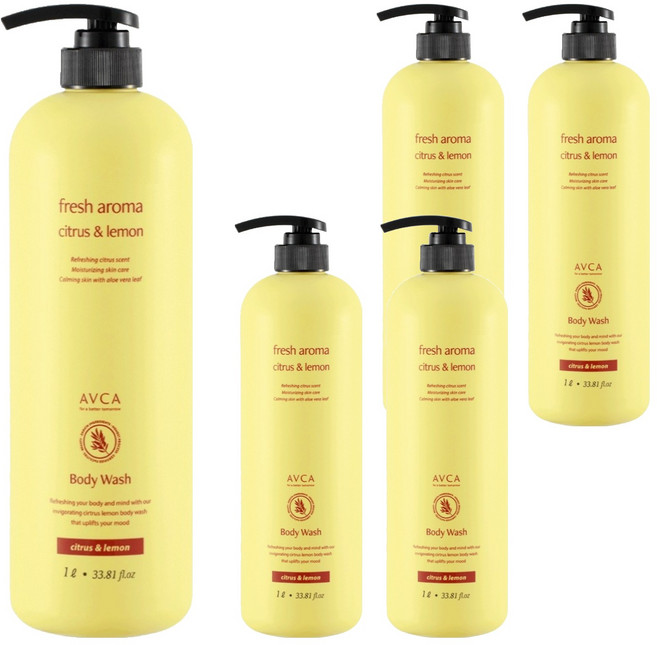 아브카 프레쉬 아로마 바디워시 시트러스 앤 레몬향, 1L, 5개