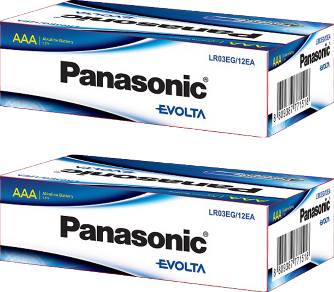 파나소닉 에볼타 프리미엄 알카라인 AAA 건전지 LRO3EG, 12개입, 2개