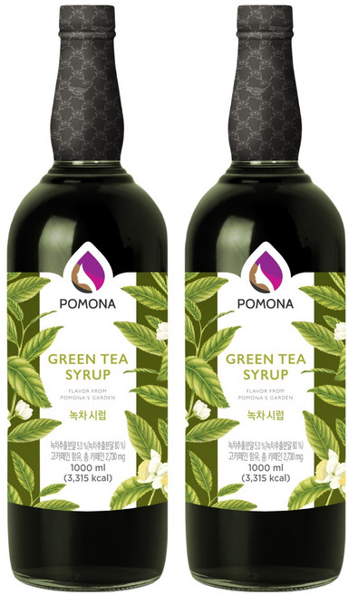 포모나 녹차 시럽, 1L, 2개