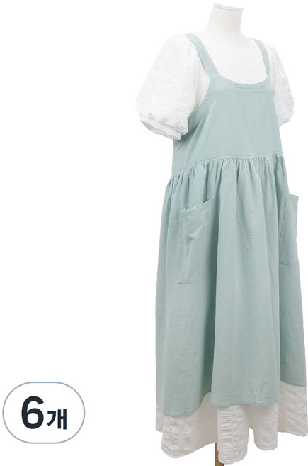 젊은이마켓 북유럽 심플 린넨 원피스 앞치마, 민트, 6개