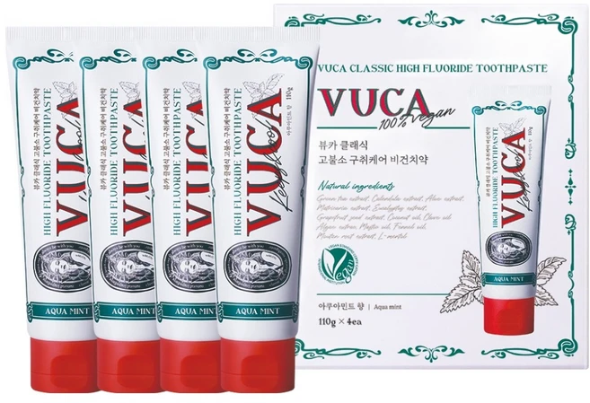 뷰카 클래식 고불소 구취케어 치약, 110g, 4개 - 쿠팡