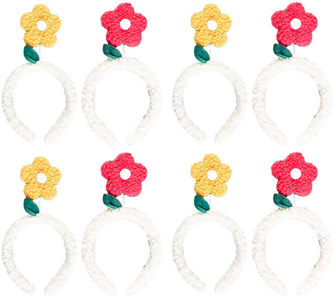 파티쇼 밍크 플라워 파티머리띠 2종 세트, 옐로우, 로즈, 4개