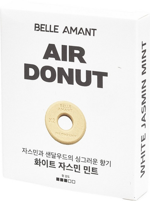 벨르아망 에어도넛 차량용 방향제 리필, 1개, 화이트 자스민 민트