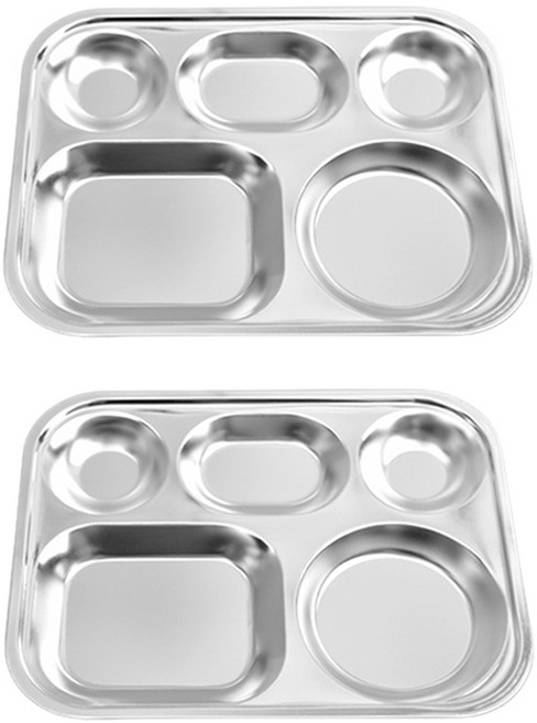 윌리브 304스텐 소형 원형3찬 식판 2p, 실버