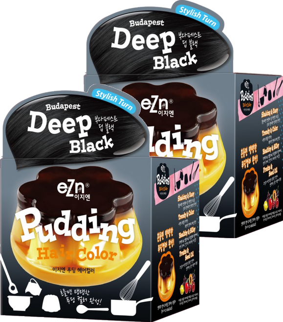 이지엔 푸딩 헤어컬러 염모제, 부다페스트 딥블랙, 2개