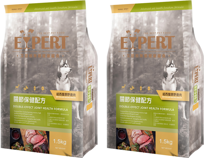 福壽實業 EXPERT 艾思柏 成犬 無穀配方狗飼料, 原野鹿肉, 1.5kg, 2袋