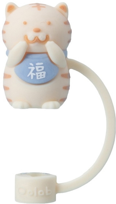 Oolab 良杯製所 吉祥物系列 矽膠防塵細吸管蓋, 喜氣虎納福款, 1個