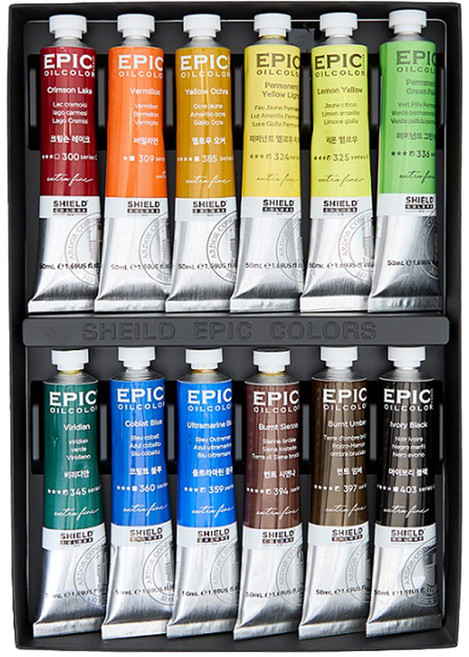 쉴드 에픽 유화 물감 A세트, 50ml, 12색