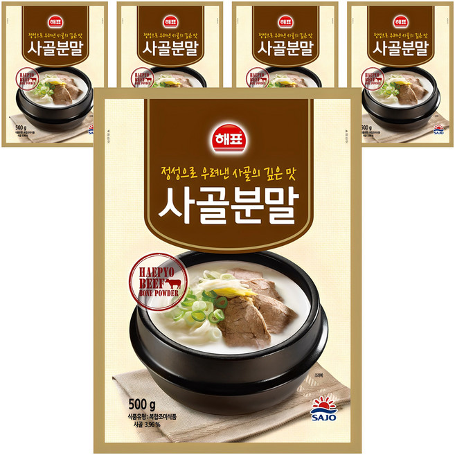 해표 사골분말, 5개, 500g