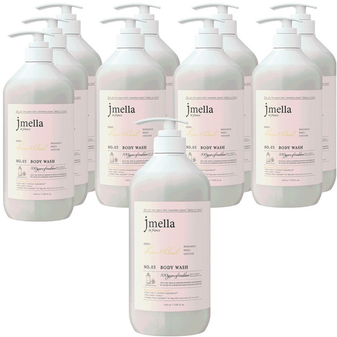 제이멜라 인 프랑스 라임 앤 바질 바디워시 바질 시트러스향, 1L, 10개