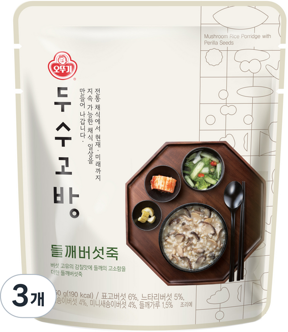 오뚜기 두수고방 들깨버섯죽, 3개, 250g