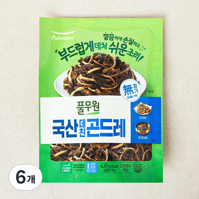 풀무원 국내산 데친 곤드레, 6개, 430g(고형량 130g)