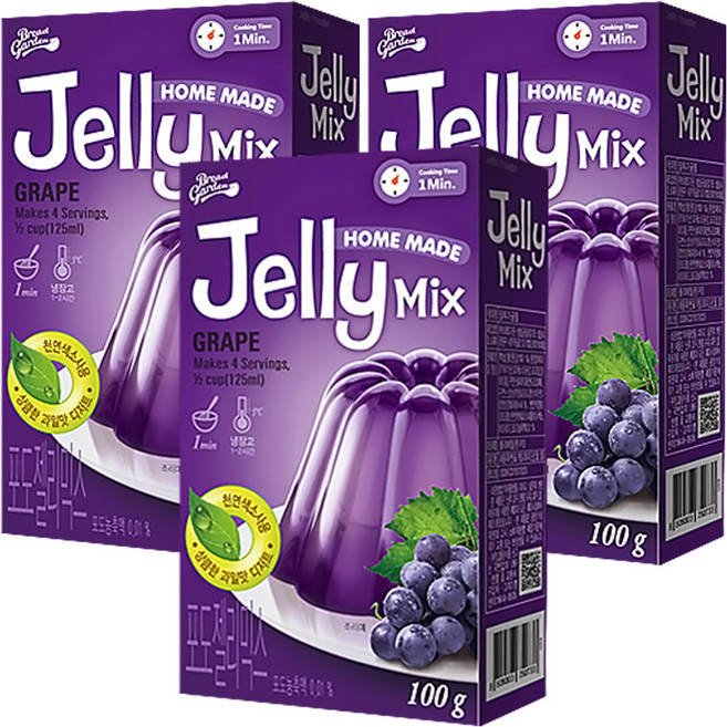 브레드가든 포도젤리믹스 젤리만들기, 100g, 3개