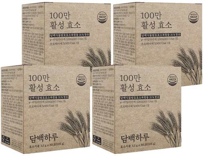 담백하루 100만 활성효소 30p, 4개, 105g