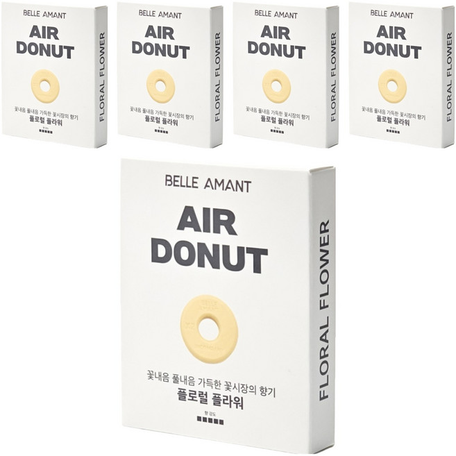 벨르아망 에어도넛 차량용 방향제 리필, 5개, 플로럴 플라워