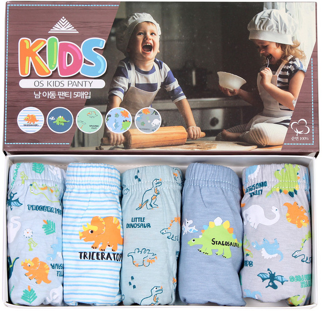 兒童系列 男童用 侏羅紀三角內褲 5件入組