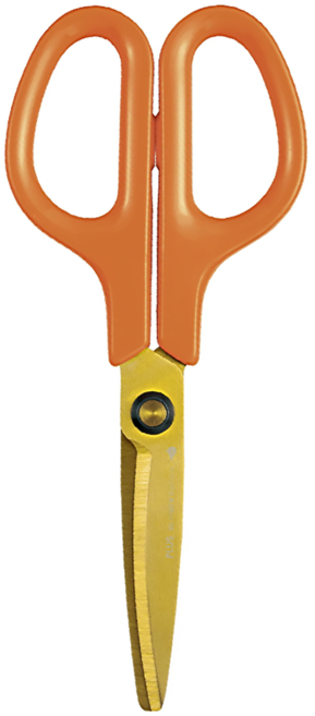 PLUS 普樂士 30°弧線系列 廚房剪刀 SC-175STW 厚刀刃 鋸齒形 高硬度鈦金屬塗層 耐水材質, 橘色, 1支