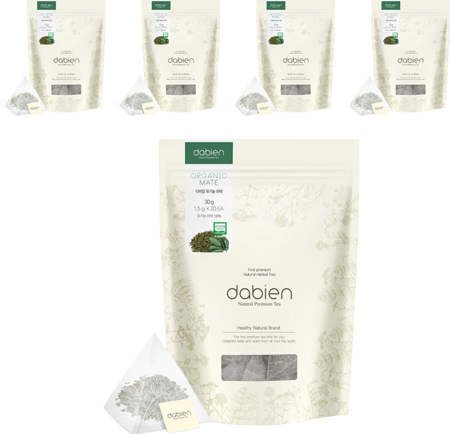 다비앙 유기농 마테차 생분해 티백, 1.5g, 20개입, 5개