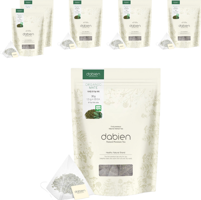 다비앙 유기농 마테차 생분해 티백, 1.5g, 20개입, 6개