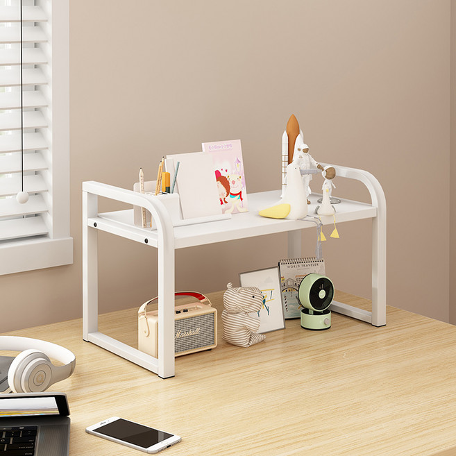 르벤아트 책상 정리 공간 수납 다용도 소형 선반, 화이트, 1단