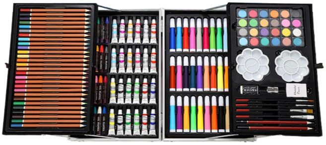 보마리 145p 미술 도구 4단 세트 케이스 블루