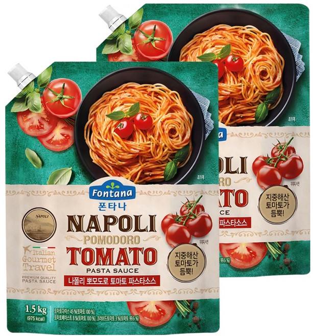폰타나 나폴리 뽀모도로 토마토 파스타소스, 1.5kg, 2개