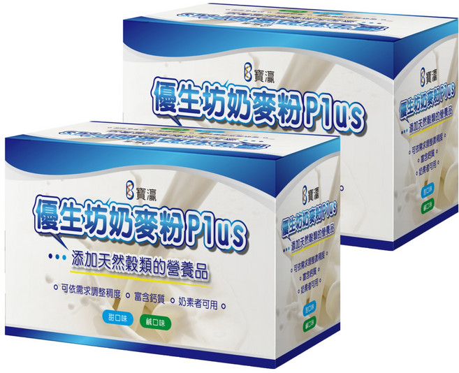 優生坊 奶麥粉 PLUS 甜口味 15包, 540g, 2盒