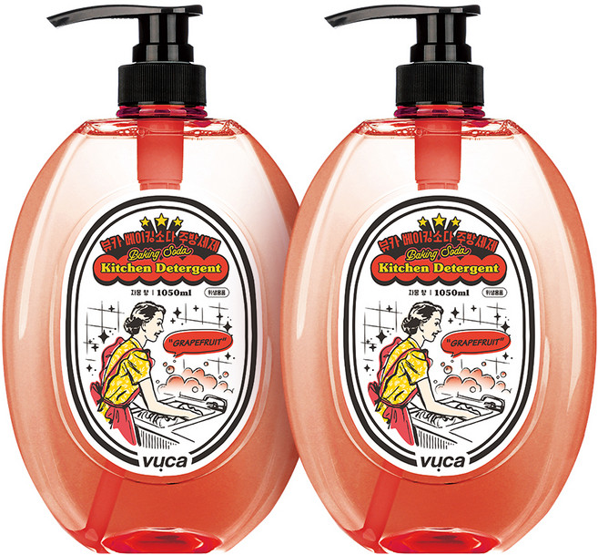 뷰카 베이킹소다 주방세제 자몽향, 1.05L, 2개