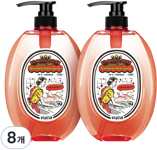 뷰카 베이킹소다 주방세제 자몽향, 1.05L, 8개