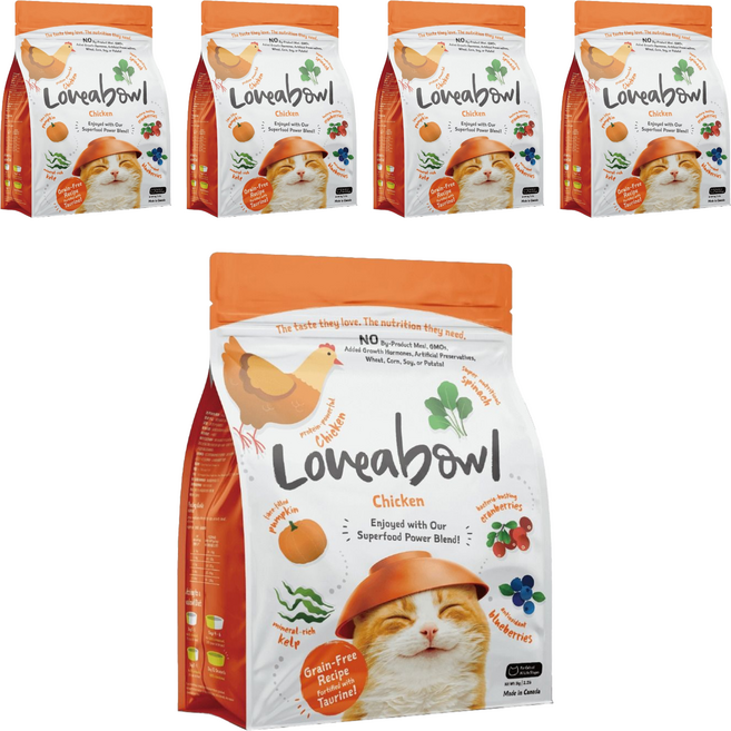 Loveabowl 囍碗 全齡貓 天然無穀系列 乾飼料 LBC1, 雞肉, 1000g, 5袋
