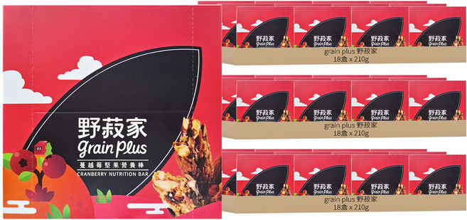 grain plus 野菽家 蔓越莓堅果營養棒 7條, 210g, 54盒