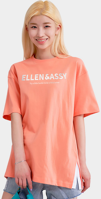 엘런아시 20수 Try 옆트임레이어드 오버핏 반팔 티셔츠