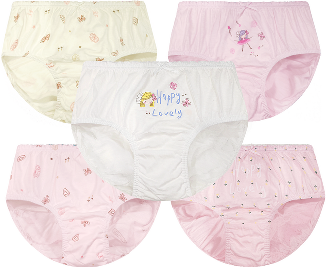 딩동댕키즈 여아용 해피러블리 순면 삼각팬티 5종 세트 GP047