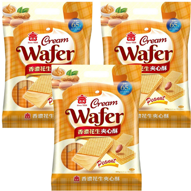 義美 香濃花生夾心酥, 400g, 3袋