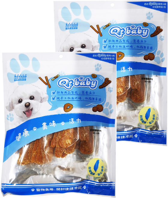Qt baby 寵物零食, 鮮嫩雞胸肉條, 120g, 2包