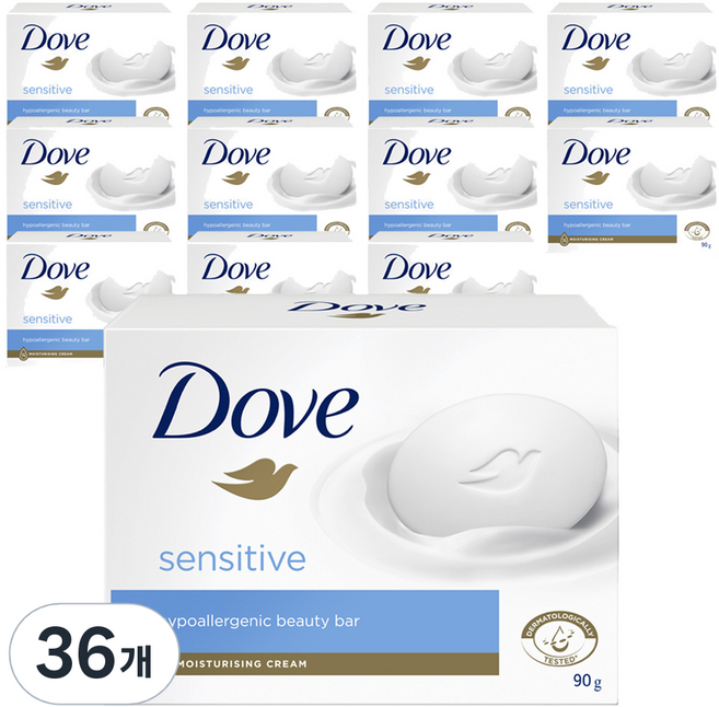 도브 센스티브 뷰티 바 비누 무향, 90g, 36개입
