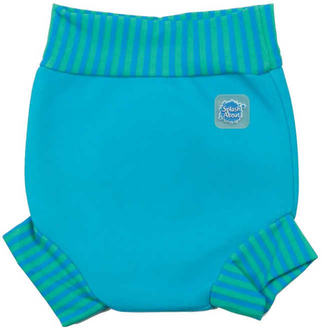Splash About 游泳尿布褲 水藍 珊瑚綠條紋 0~4個月, S(3~6kg), 1件