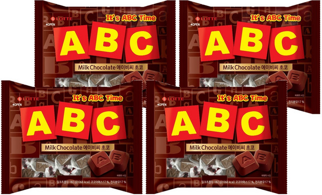 ABC 초콜릿, 187g, 4개
