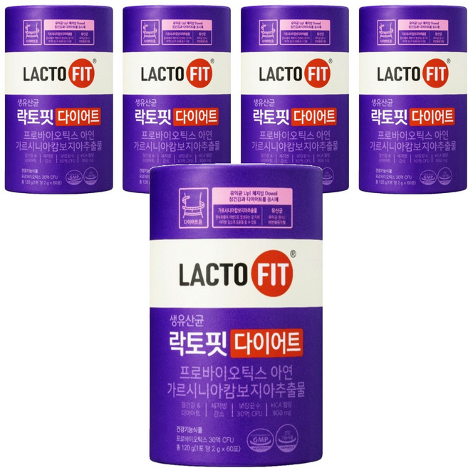 락토핏 정품 다이어트 유산균 60p, 120g, 5개