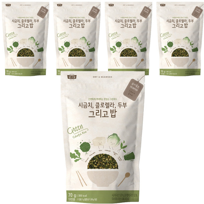Saenggran 菠菜小球藻豆腐和米飯 Furikake, 70g, 5個