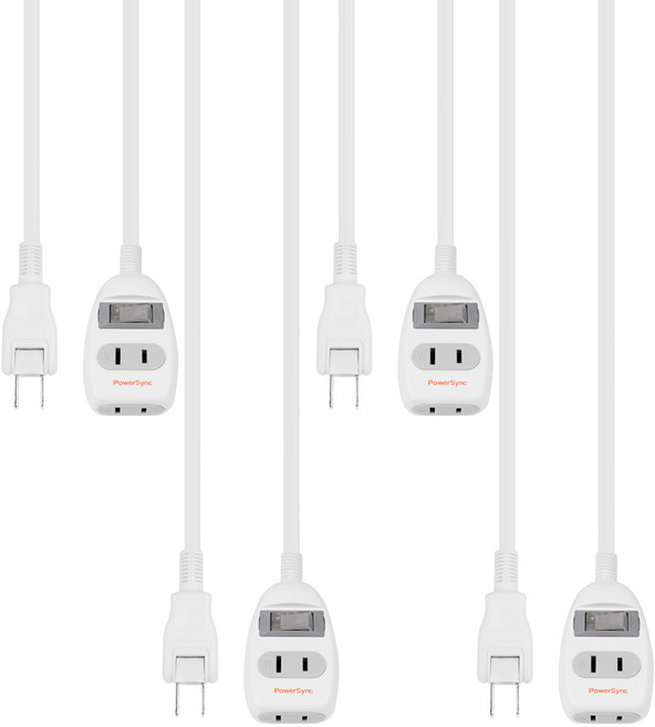 PowerSync 群加 2P 一開二插延長線 T212W920, 白色, 4條, 2m